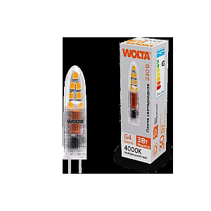 Светодиодная лампа WOLTA 3Вт 4000K G4 матовая WSTD-JC-220V3W4KG4-P