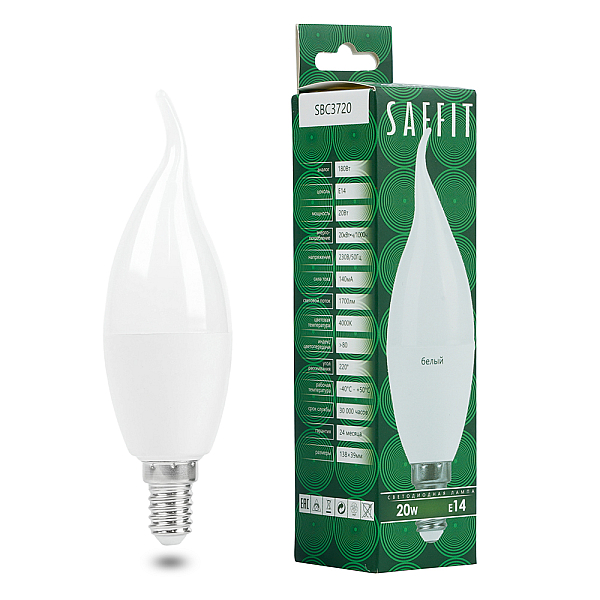 Лампа светодиодная Saffit E14 20W 4000K матовая SBC3720 55275