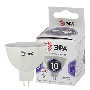 Лампа светодиодная Эра GU5.3 10W 6000K LED MR16-10W-860-GU5.3 Б0049073