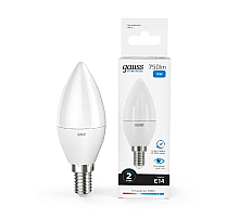 Лампа светодиодная Gauss E14 10W 6500K свеча матовая 33130