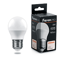 Лампа светодиодная Feron E27 9W 4000K шар матовый LB-1409 38081