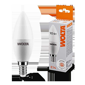 Светодиодная лампа WOLTA 10Вт 4000K E14 свеча матовая 25SC10E14
