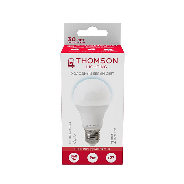Лампа светодиодная Thomson E27 9W 6500K груша матовая TH-B2302