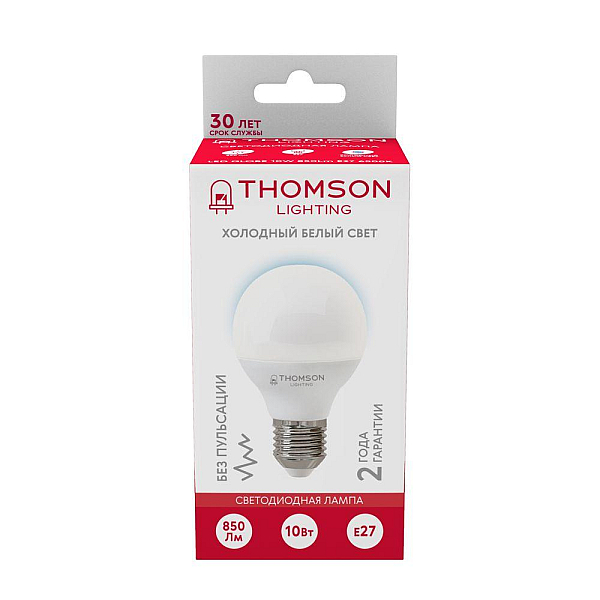Лампа светодиодная Thomson E27 8W 6500K шар матовый TH-B2319
