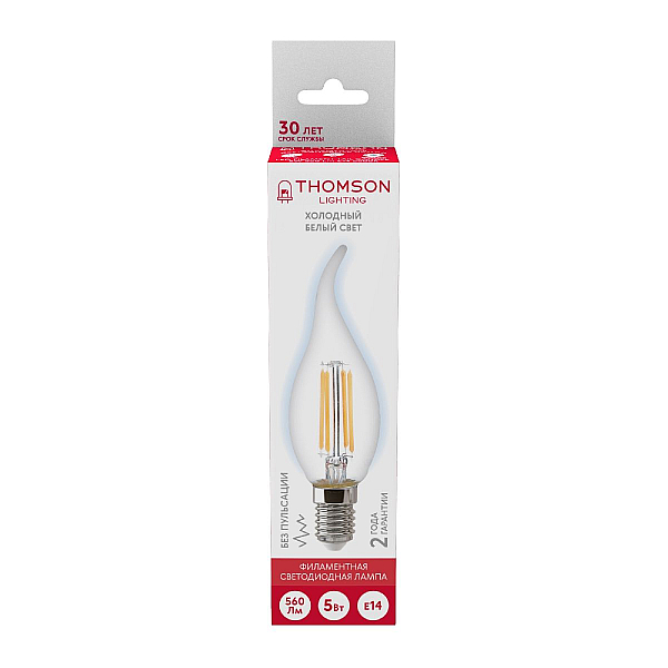 Лампа светодиодная Thomson Tail Candle E14 5W 6500K свеча на ветру TH-B2335