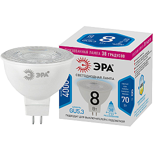 Лампа светодиодная Эра GU5.3 8W 4000K LED Lense MR16-8W-840-GU5.3 Б0054939
