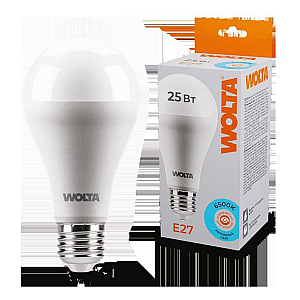 Светодиодная лампа WOLTA 25Вт 6500К E27 груша матовая 25W67BL25E27