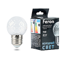 Лампа светодиодная Feron LB-385 шар прозрачный E27 1W 230V 6400K 52176
