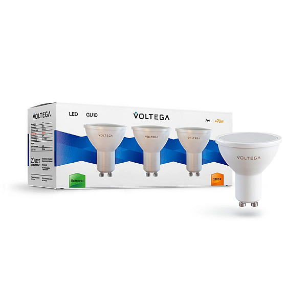 Lampa svetodiodnaya voltega gu10 7w 2800k matovaya 7172