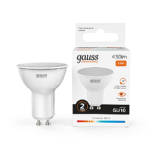 Лампа cветодиодная Gauss GU10 5.5W 3000K матовая 13616