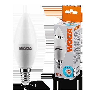 Светодиодная лампа WOLTA 10Вт 6500K E14 свеча матовая 25WC10E14