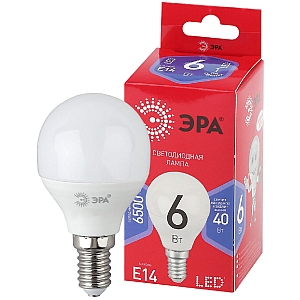Лампа светодиодная Эра E14 6W 6500K LED P45-6W-865-E14 R Б0045356