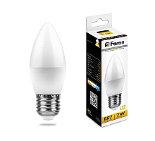 Лампа светодиодная Feron E27 7W 2700K Свеча Матовая LB-97 25758