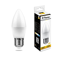 Лампа светодиодная Feron E27 7W 2700K Свеча Матовая LB-97 25758