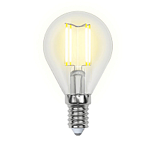 Лампа светодиодная филаментная (UL-00002201) Uniel E14 6W 3000K прозрачная LED-G45-6W/WW/E14/CL GLA01TR