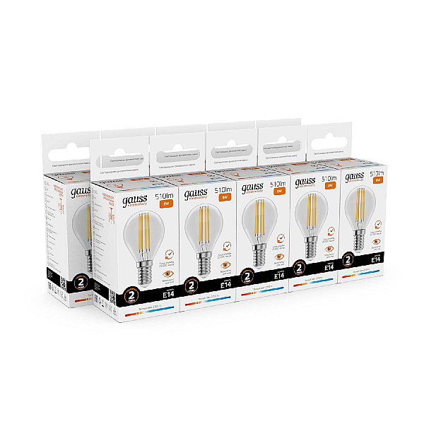 Лампа светодиодная Gauss Filament Elementary E14 8W 2700K 52118