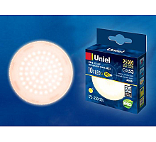 Лампа светодиодная (UL-00003722) Uniel GX53 10W 3000K матовая LED-GX53-10W/WW/GX53/FR PLZ01WH