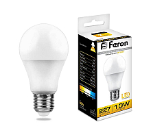 Лампа светодиодная Feron E27 10W 2700K Шар Матовая LB-92 25457