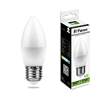 Лампа светодиодная Feron E27 7W 4000K Свеча Матовая LB-97 25759