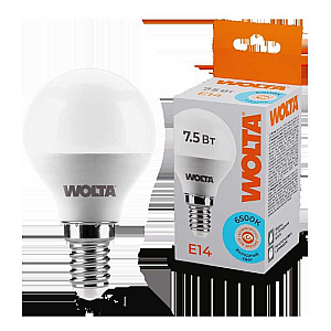 Светодиодная лампа WOLTA 7.5Вт 6500K E14 груша матовая 25W45GL7.5E14