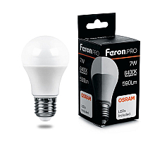 Лампа светодиодная Feron Pro E27 7W 6400K груша матовая LB-1007 38025