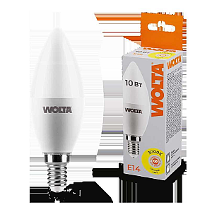 Светодиодная лампа WOLTA 10Вт 3000K E14 свеча матовая 25YC10E14