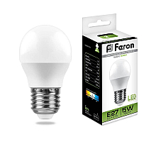 Лампа светодиодная Feron E27 5W 4000K Шар Матовая LB-38 25405