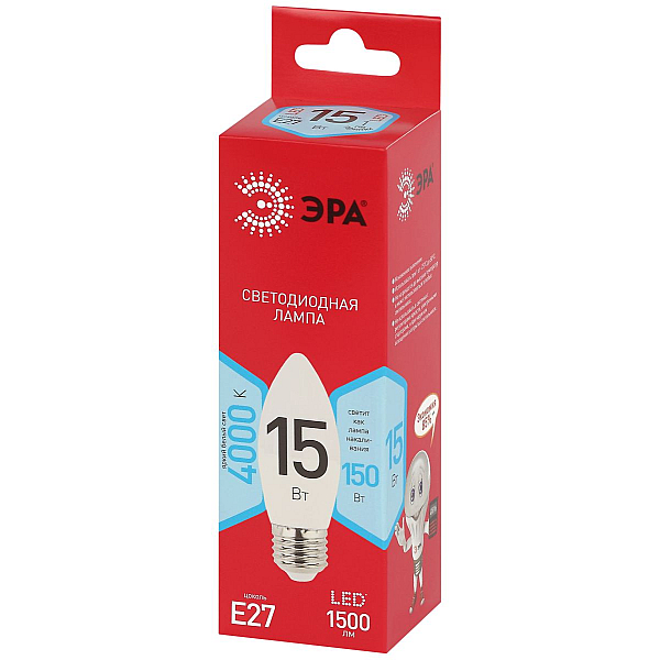 Лампа светодиодная Эра RED LINE LED B35-15W-840-E27 R 15Вт свеча Б0070090