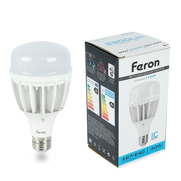 Лампа светодиодная Feron E27-E40 30W 6400K Цилиндр Матовая LB-65 25537