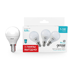 Лампа светодиодная Gauss Basic E14 5,5W 4100K 10531252T