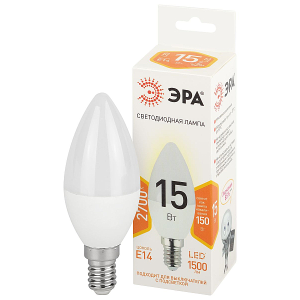 Лампа светодиодная Эра STD LED B35-15W-827-E14 2700K свеча