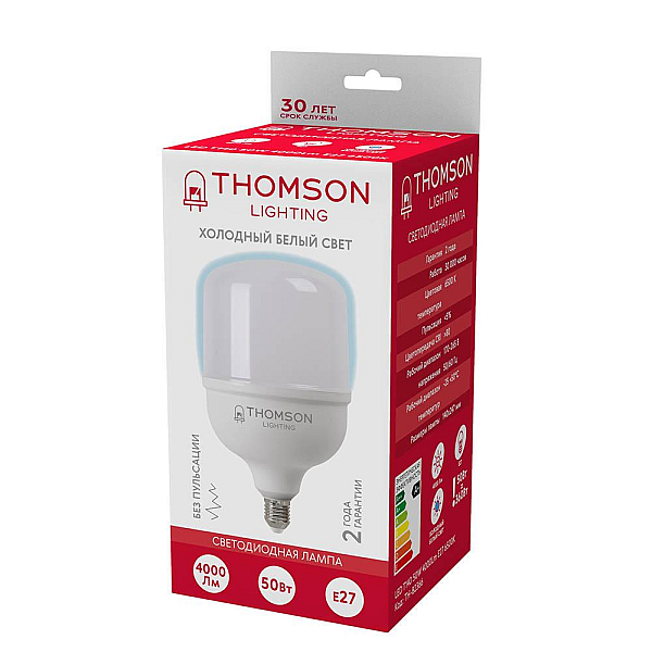 Лампа светодиодная Thomson E27 50W 6500K цилиндр матовый TH-B2366
