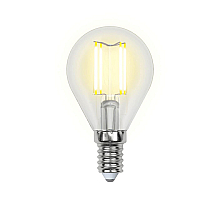 Лампа светодиодная филаментная (UL-00001371) Uniel E14 6W 4000K прозрачная LED-G45-6W/NW/E14/CL PLS02WH