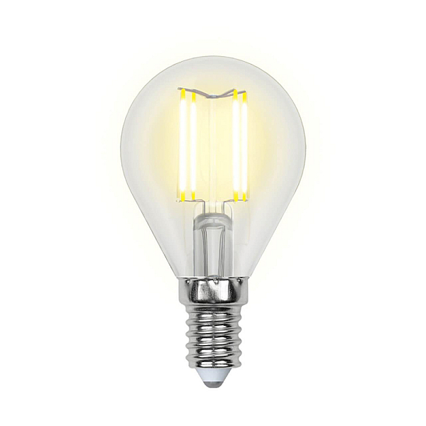 Лампа светодиодная филаментная (UL-00001371) Uniel E14 6W 4000K прозрачная LED-G45-6W/NW/E14/CL PLS02WH