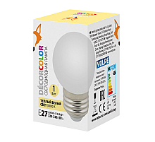 Лампа светодиодная Volpe Decor color LED-G45-1W/3000K/E27/FR/С UL-00006560
