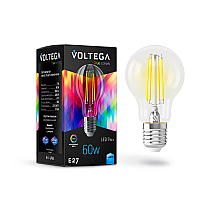 Лампа светодиодная филаментная Voltega E27 7W 4000K груша прозрачная VG10-A60E27cold7W-FHR 7155