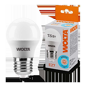 Светодиодная лампа WOLTA 7.5Вт 6500K E27 груша матовая 25W45GL7.5E27