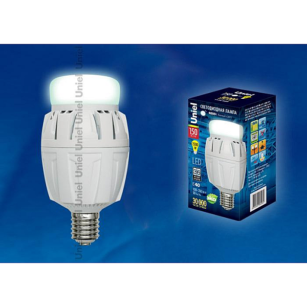 Лампа LED сверхмощная (UL-00000538) Uniel E40 150W (1500W) Uniel 6000K LED-M88-150W/DW/E40/FR ALV01WH