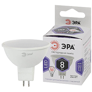 Лампа светодиодная Эра GU5.3 8W 6000K LED MR16-8W-860-GU5.3 Б0049071