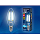 Лампа светодиодная филаментная (UL-00001372) Uniel E27 8W 4000K прозрачная LED-A60-8W/NW/E27/CL PLS02WH