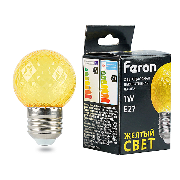Лампа светодиодная Feron E27 1W желтая LB-385 52161