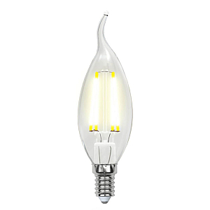 Лампа светодиодная филаментная (UL-00002229) Uniel E14 6W 4000K прозрачная LED-CW35-6W/NW/E14/CL GLA01TR
