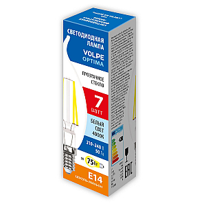 Лампа светодиодная Volpe Optima LED-CW35-7W/4000K/E14/CL/SLF UL-00008341