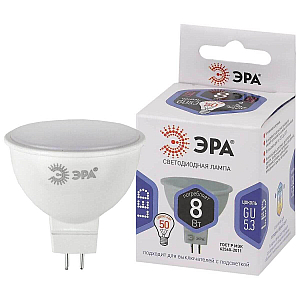 Лампа светодиодная Эра GU5.3 8W 6000K LED MR16-8W-12V-860-GU5.3 Б0049095