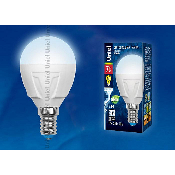 Лампа светодиодная (UL-00002416) Uniel E14 7W 3000K матовая LED-CW37 7W/WW/E14/FR PLP01WH