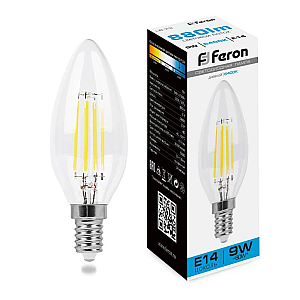 Лампа светодиодная Feron LB-73 Свеча E14 9W 6400K 38229