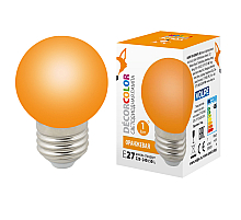 Лампа декоративная светодиодная (UL-00005650) Volpe E27 1W оранжевая LED-G45-1W/ORANGE/E27/FR/С
