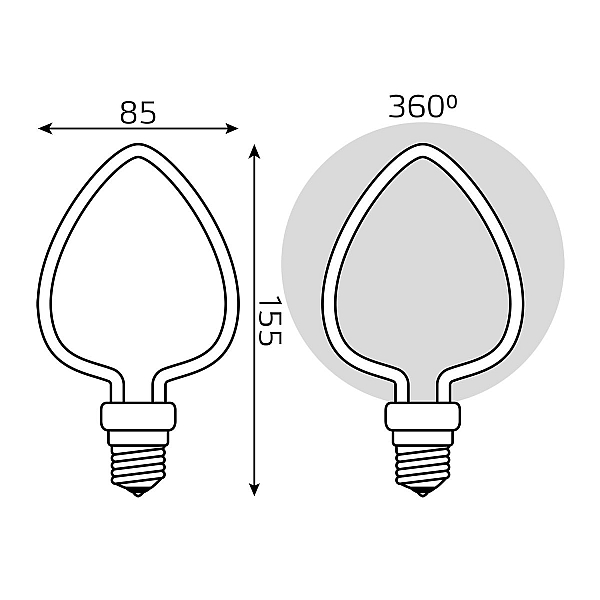 Светодиодная лампа Gauss Filament Artline Heart Е27 4W 2700К 1003802104
