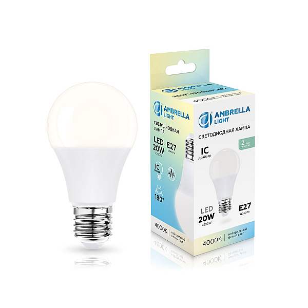 Лампа светодиодная Лон A60 20W 4000K Ambrella light Bulding 602004