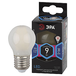 Лампа светодиодная Эра E27 9W 4000K F-LED P45-9w-840-E27 frost Б0047030